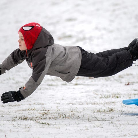 Nolan Meints, 6, of Peoria goes airborne while try