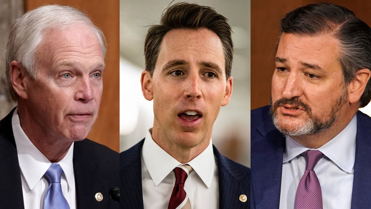 From left, Republican Sens. Ron Johnson of Wisconsin, Josh Hawley of Missouri and Ted Cruz of Texas.