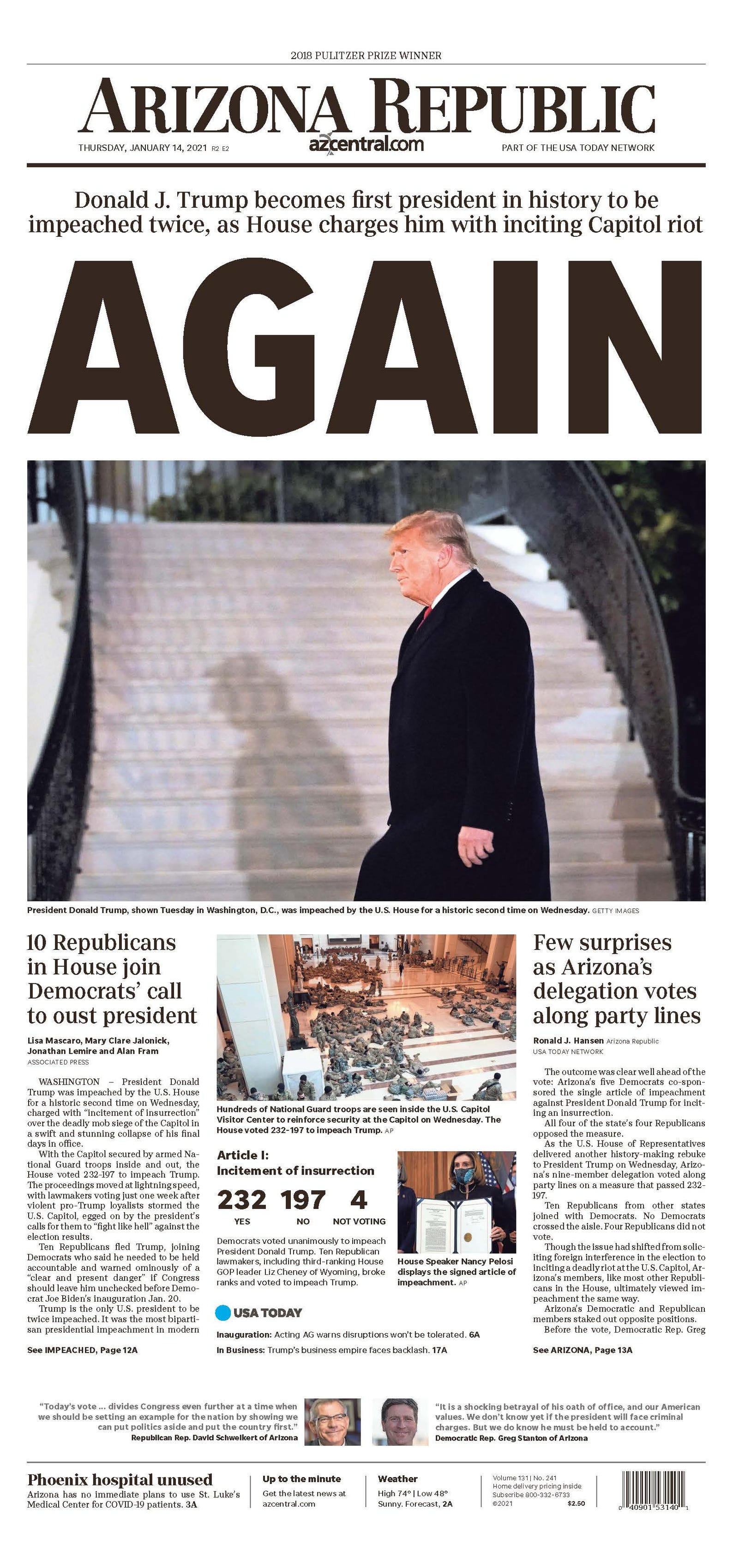 Trump Impeached Again Front Pages Across The Nation