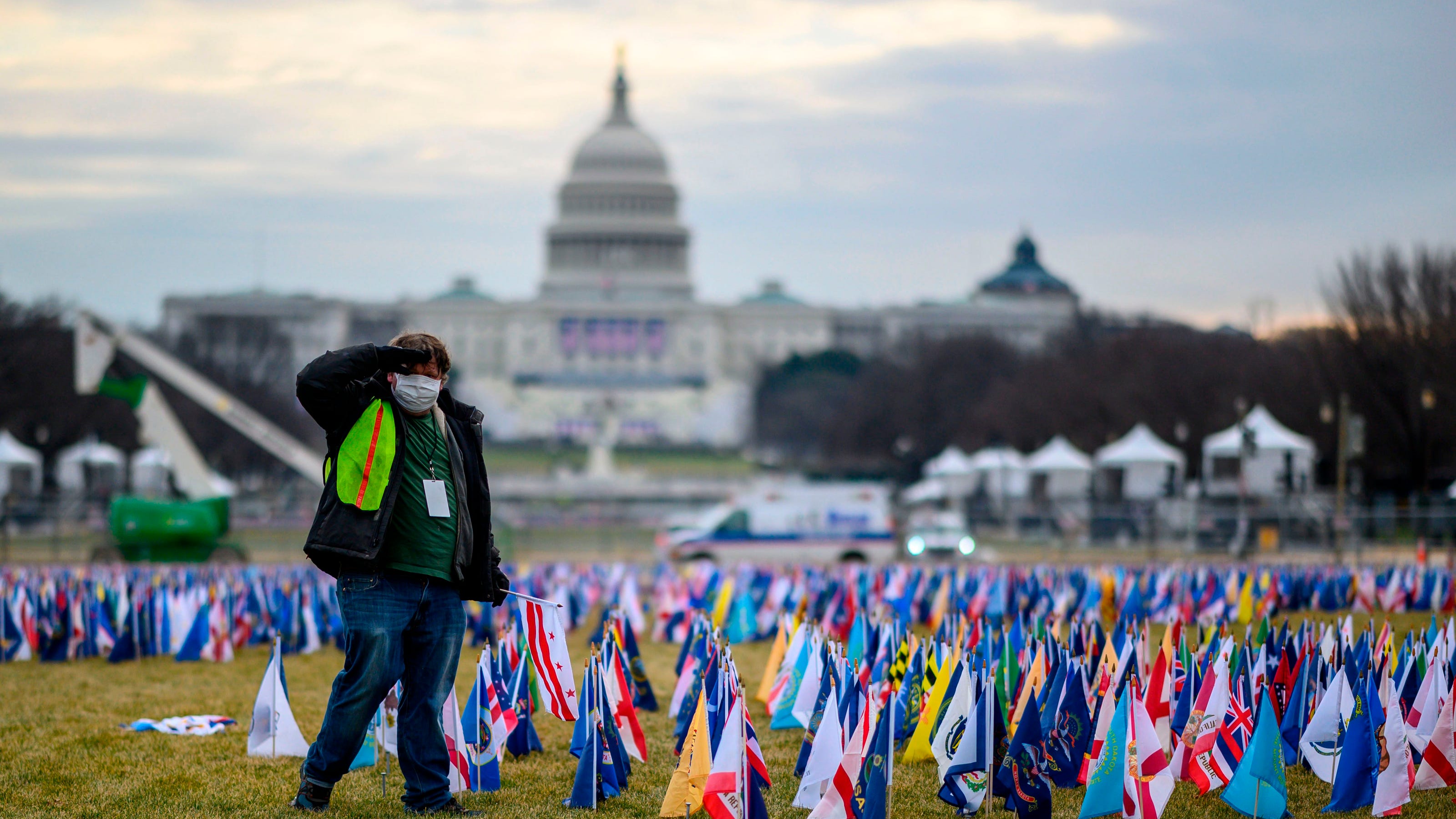 Flags on National Mall for Joe Biden inauguration Photos show calm DC