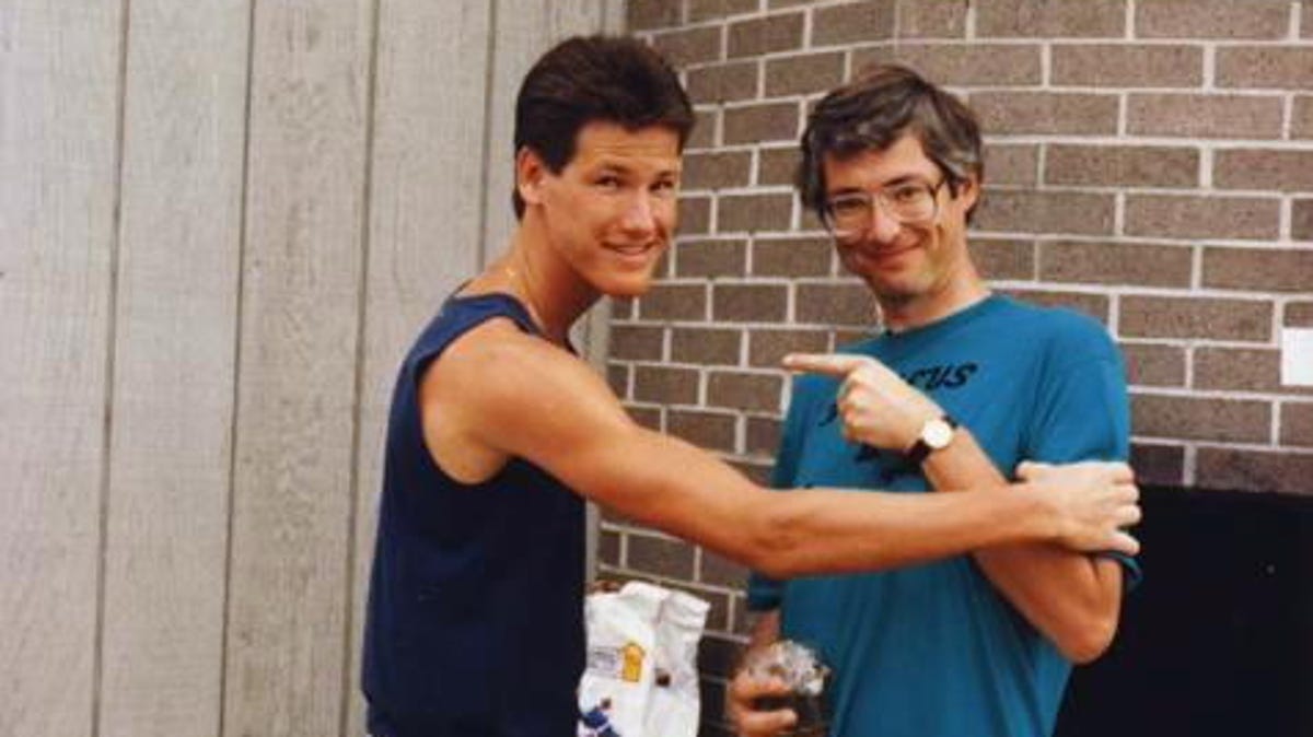 Karleton Fyfe and his uncle, Bill Tammeus, right, at a 1986 family reunion in Atlantic Beach, N.C.