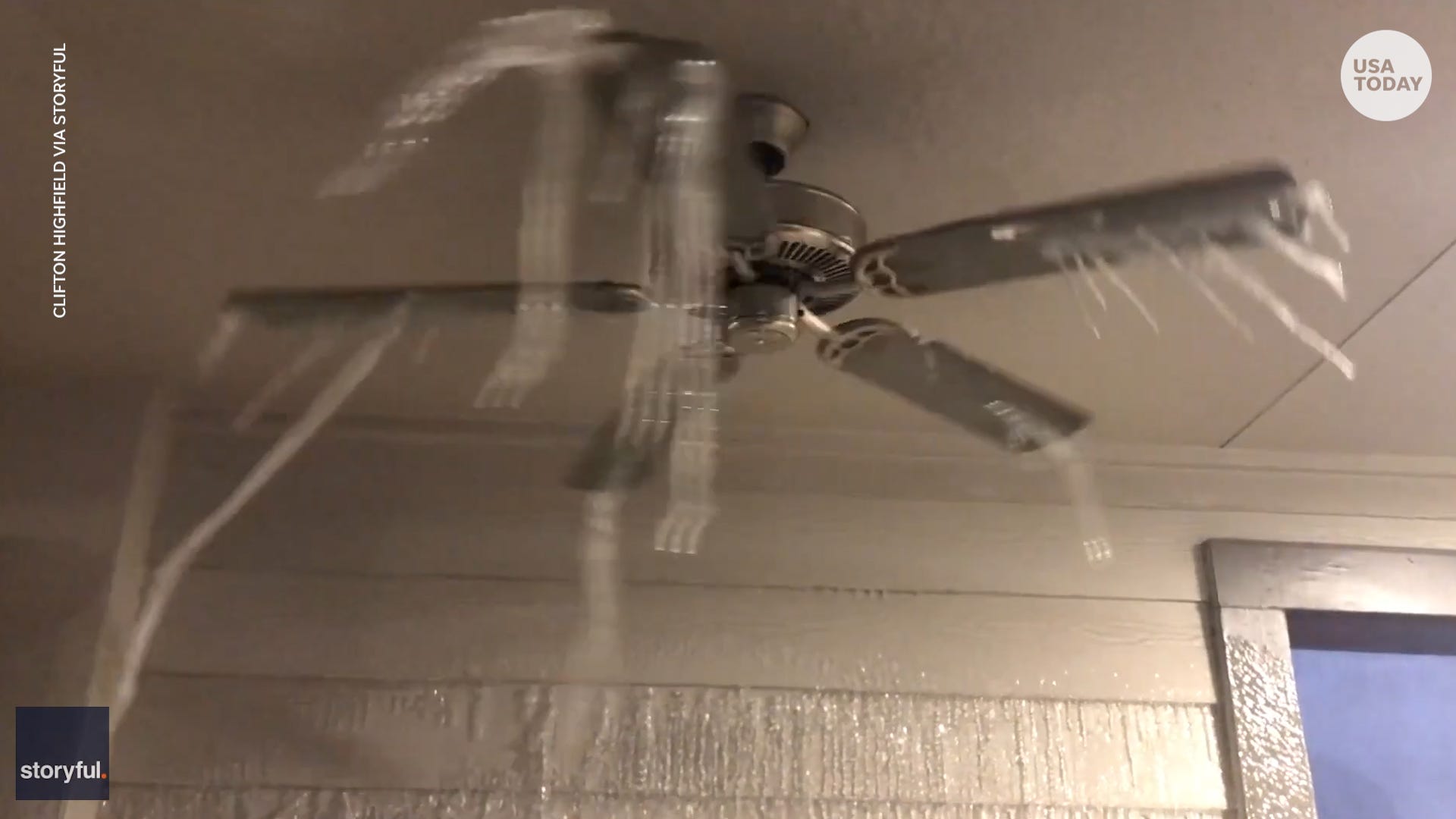 Ice Hangs Off Ceiling Fan In Texas