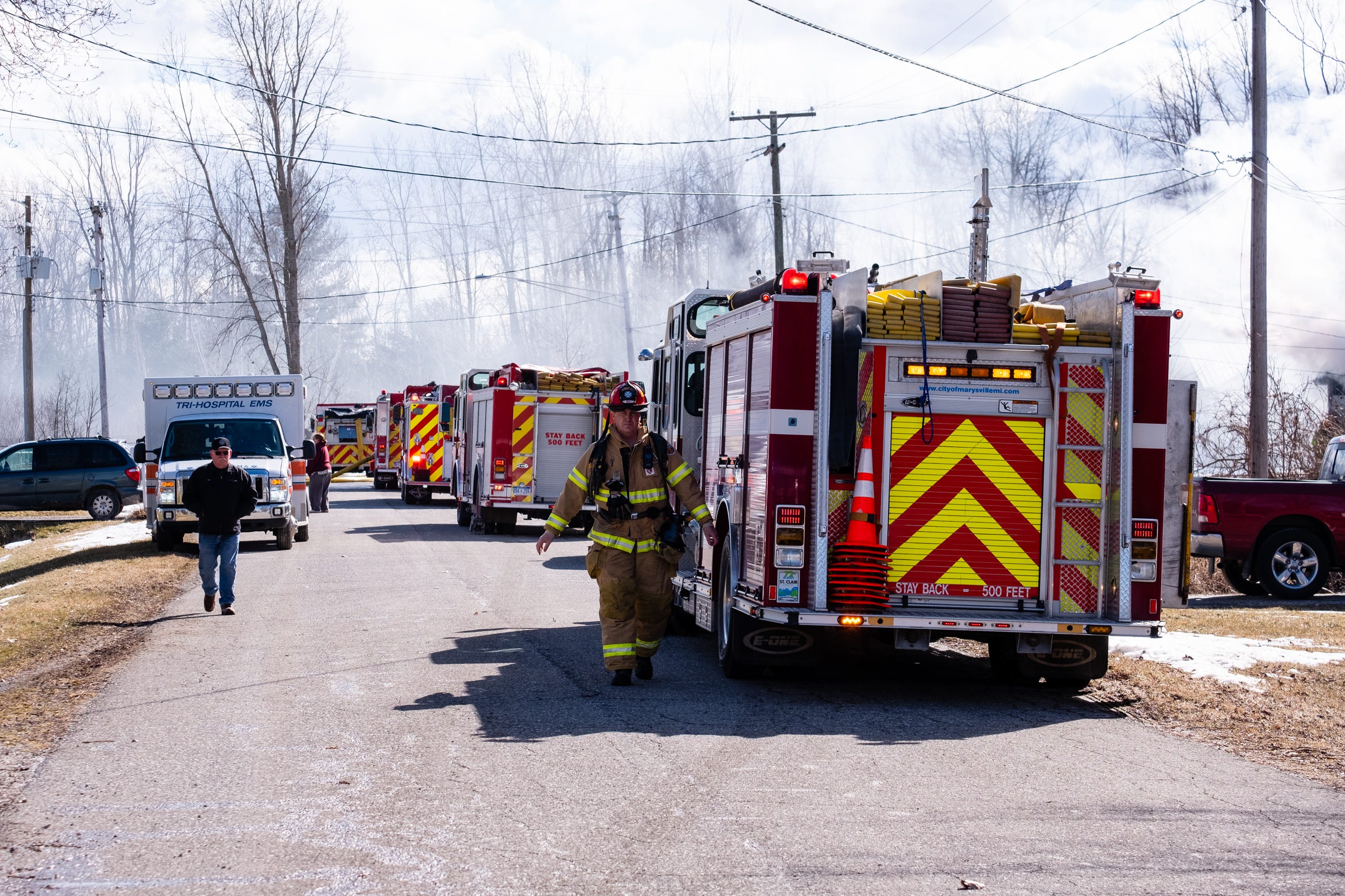 Fire departments responding to structure fire in Kimball Twp.