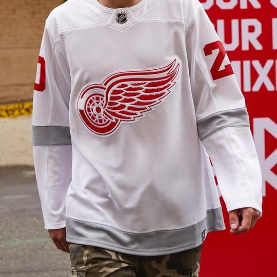 The Detroit Red Wings' "Reverse Retro" jersey, making its debut on March 2, will be light on the red.