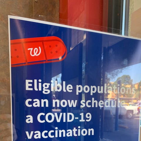 A sign at a Walgreens pharmacy in San Francisco te