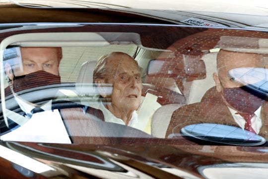 Britain's Prince Philip, Duke of Edinburgh leaves King Edward VII's Hospital in central London on March 16, 2021. - The 99-year-old husband of Queen Elizabeth II was in hospital with a heart condition. (Photo by DANIEL LEAL-OLIVAS / AFP) (Photo by DANIEL LEAL-OLIVAS/AFP via Getty Images)