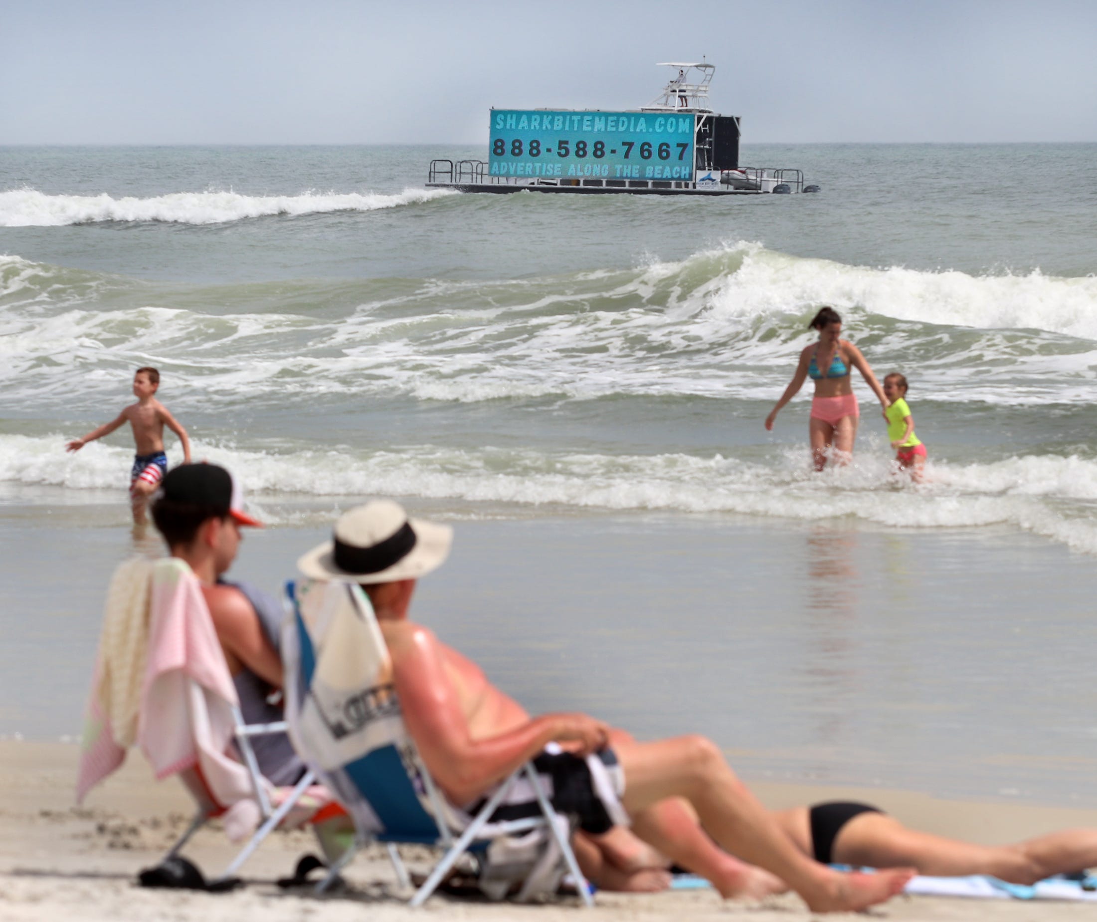 Floating Billboard Cruises Atlantic Ocean In Daytona Beach Florida