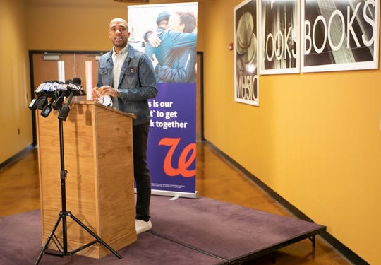 Lt. Gov. Mandela Barnes speaks during the Walgreens COVID-19 vaccine equity clinic at Milwaukee's Destiny High School, 7210 N. 76th St., on Saturday, April 17. The clinics are part of Walgreens COVID-19 Vaccine Equity Initiative to accelerate equitable access for underserved communities.