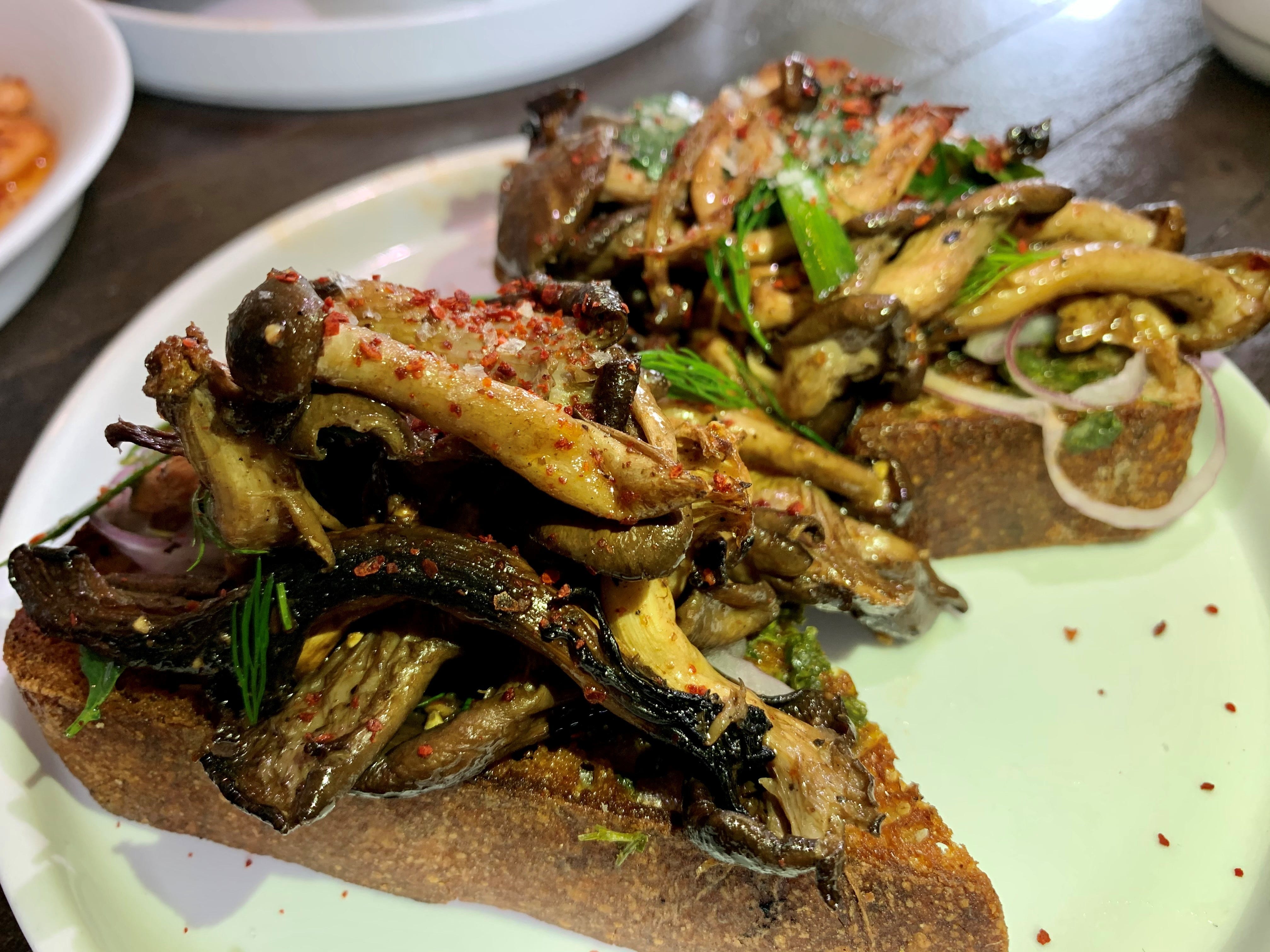 Mushroom toast at lou Nashville in East Nashville