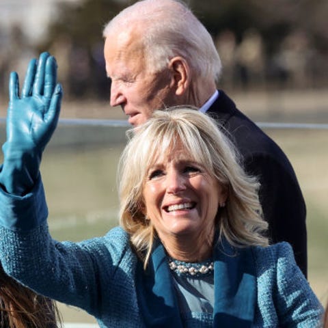 WASHINGTON, DC - JANUARY 20: Jill Biden waves alon