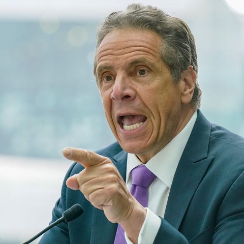 New York Gov. Andrew Cuomo speaks during a news co