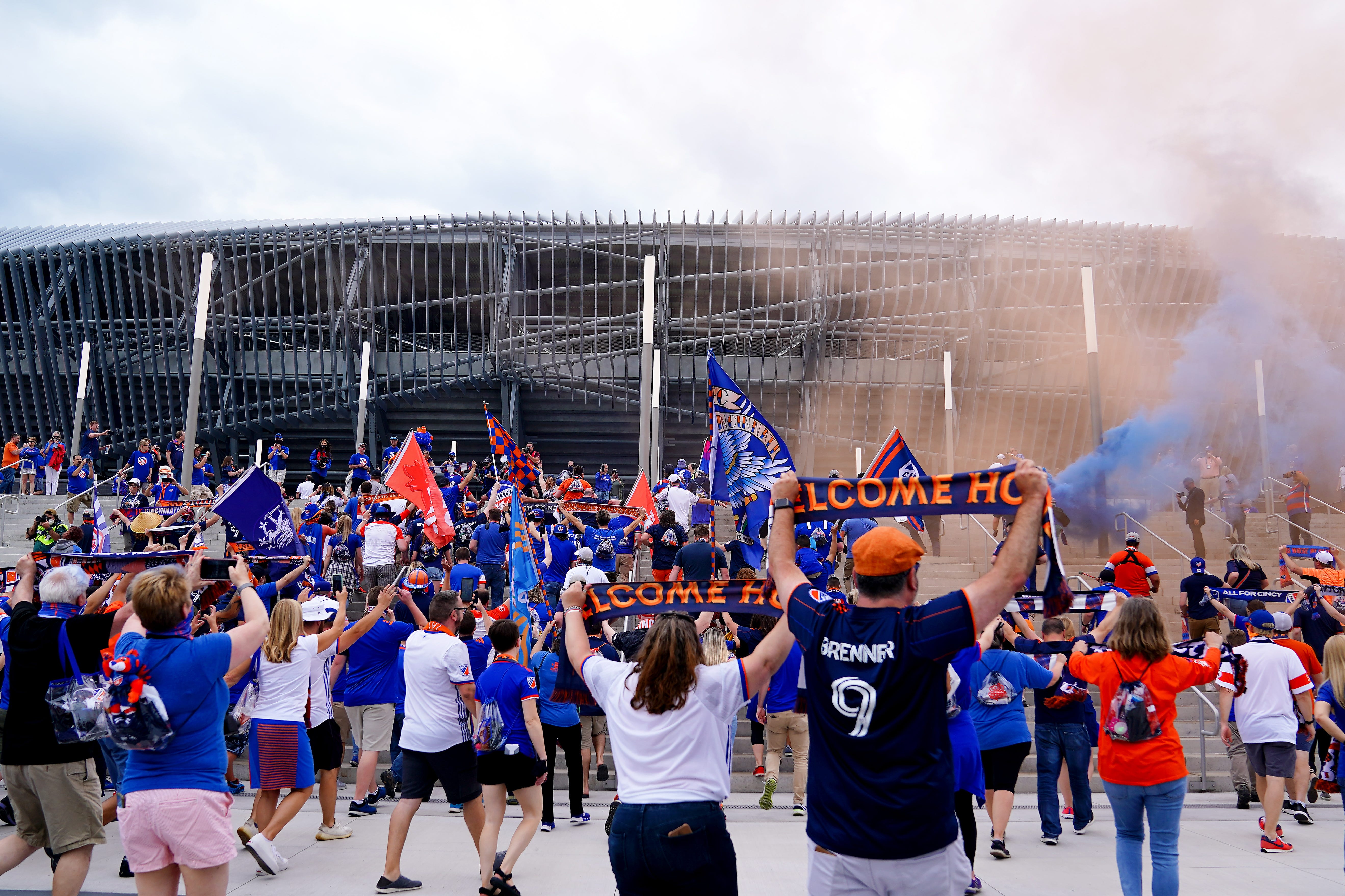 FC Cincinnati Fans March Through OTR, West End Into TQL Stadium