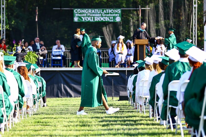 Mount Pleasant High School awards diplomas to 244 graduates in Bellevue on Sunday, June 6, 2021. 