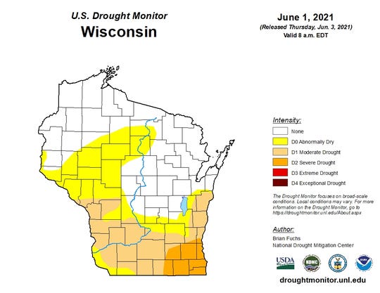 Dry conditions worsened in southern and southeastern Wisconsin.