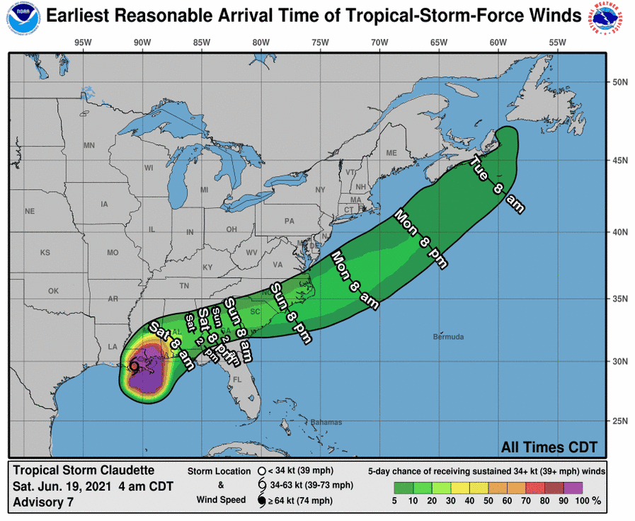 claudette regains tropical storm it reaches