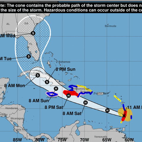 The forecast track for Hurricane Elsa shows it app