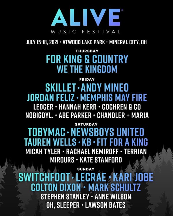 Alive Music Festival features We The Kingdom, TobyMac, Switchfoot