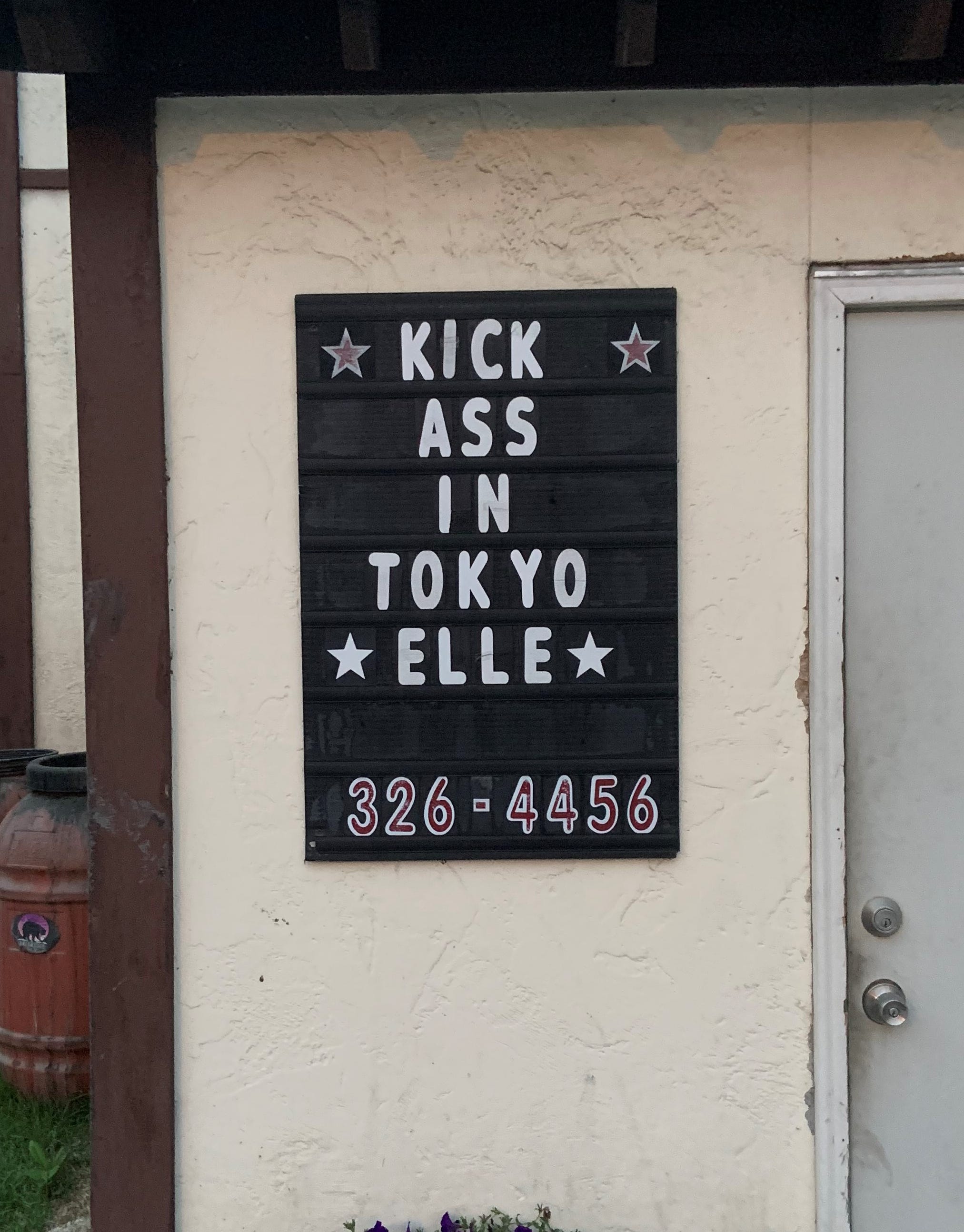 Sign outside of the Snow Shoe Lodge in Montgomery cheering Elle Purrier St. Pierre on before Summer Olympics. Taken July 12, 2021.