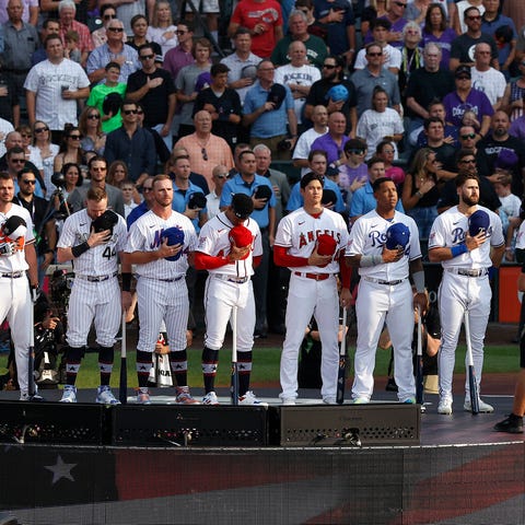 From left to right: Trey Mancini, Trevor Story, Pe