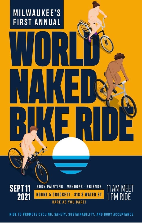 Milwaukee to hold its first World Naked Bike Ride on Sept. 11