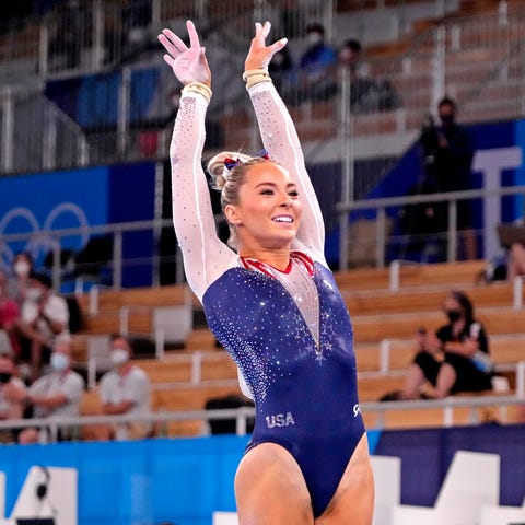 Mykayla Skinner competes on the vault at Ariake Gy