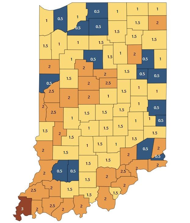 Posey County Indiana Map Posey County Moves To 'Red' Advisory On Indiana Covid Map