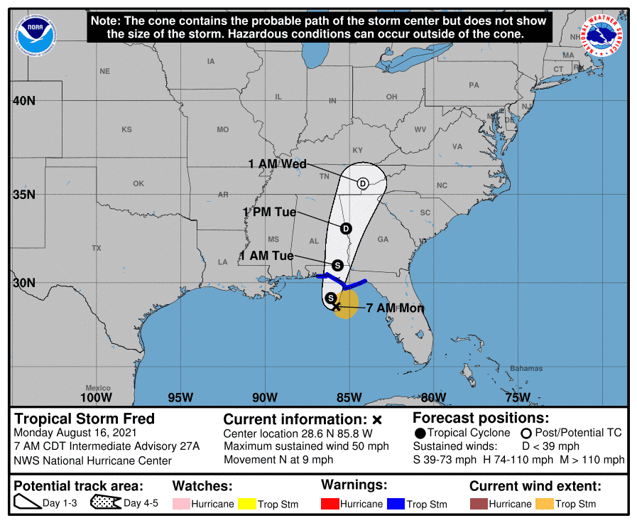 Panama City Florida area under tropical storm watch