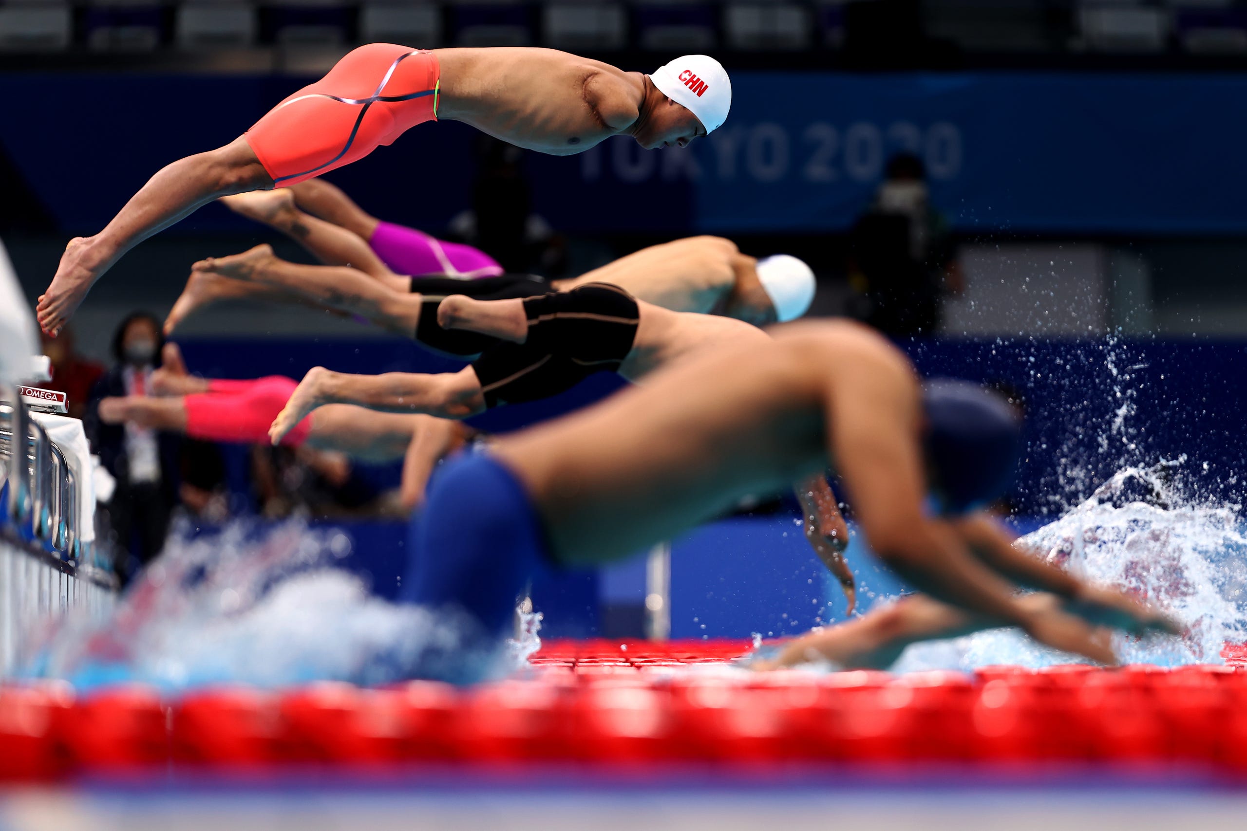 August 26, 2021: Yuan Weiyi of Team China competes in the Men's 100m Freestyle - S5 final on day 2 of the Tokyo 2020 Paralympic Games at the Tokyo Aquatics Centre in Tokyo, Japan.