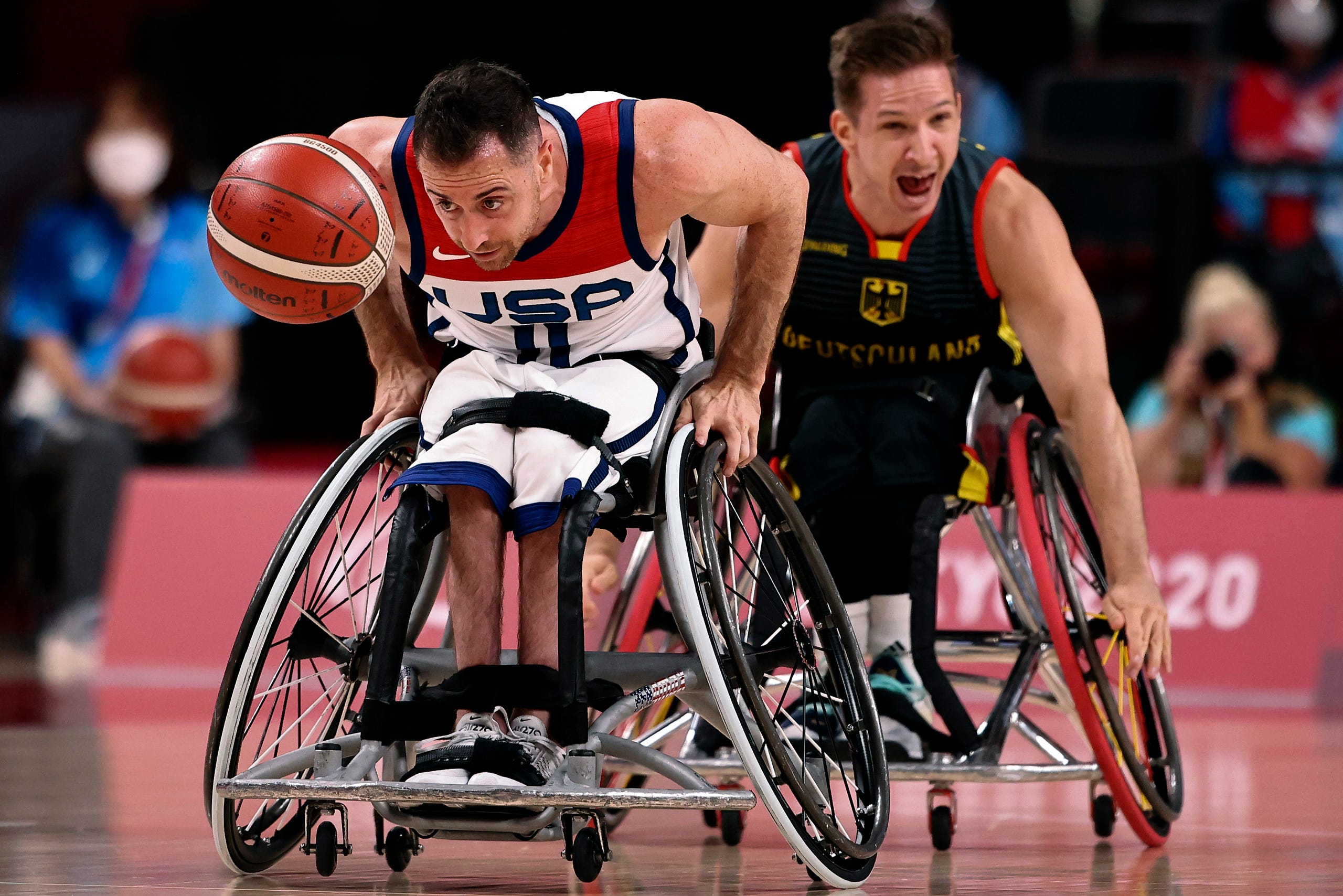 August 26, 2021: Steve Serio of Team USA controls the ball during the Men's Preliminary Round Group B match between Team United States and Team Germany on day 2 of the Tokyo 2020 Paralympic Games at Ariake Arena in Tokyo, Japan.