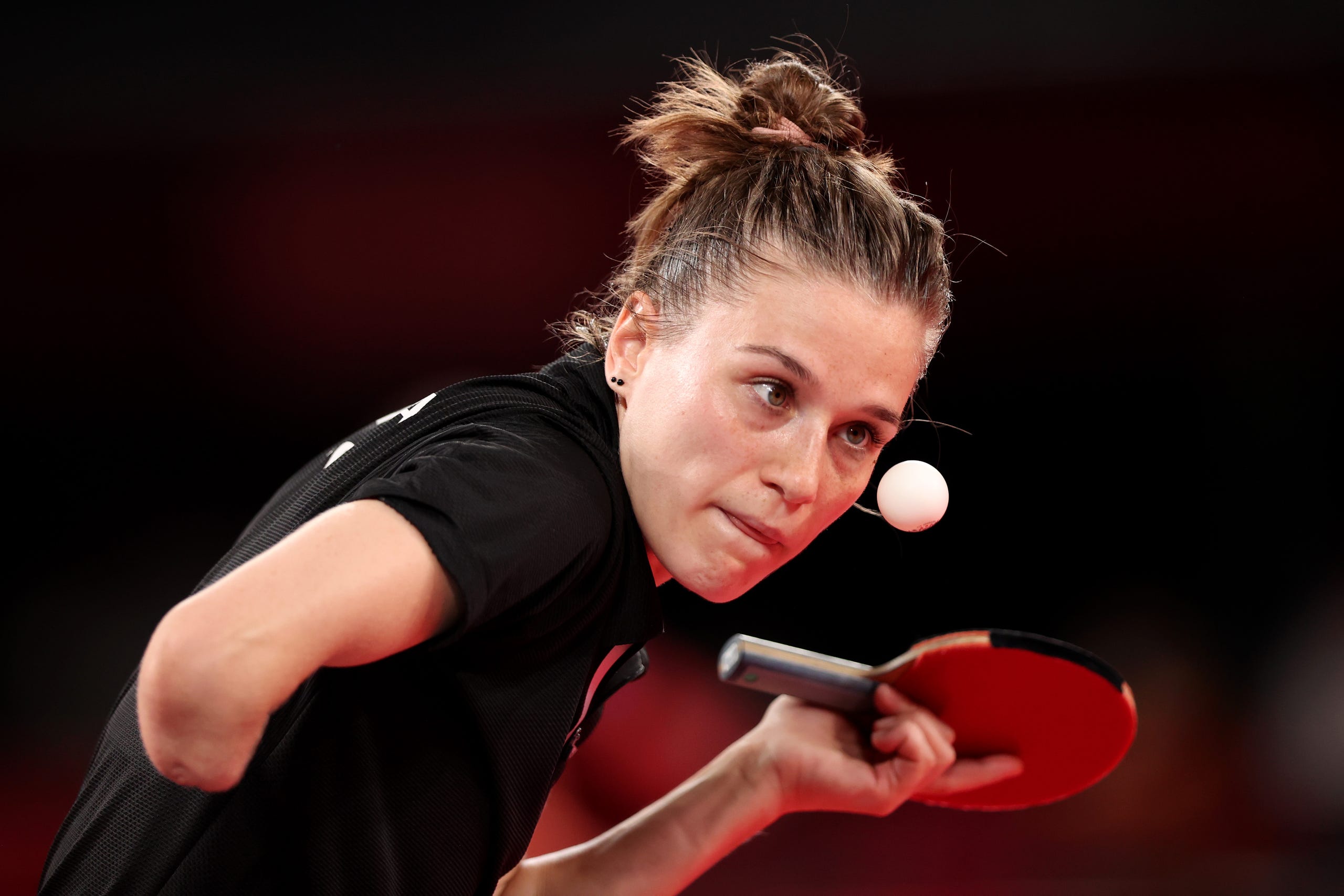 August 26, 2021: Natalia Partyka of Team Poland serves during her Women's Singles Table Tennis Match on day 2 of the Tokyo 2020 Paralympic Games at Tokyo Metropolitan Gymnasium in Tokyo, Japan.