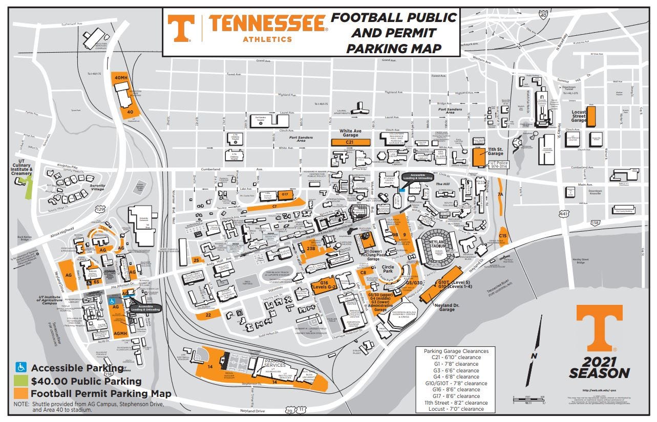 University Of Tennessee Parking Map Tennessee Football Parking For Homecoming Vs. Georgia: What To Know