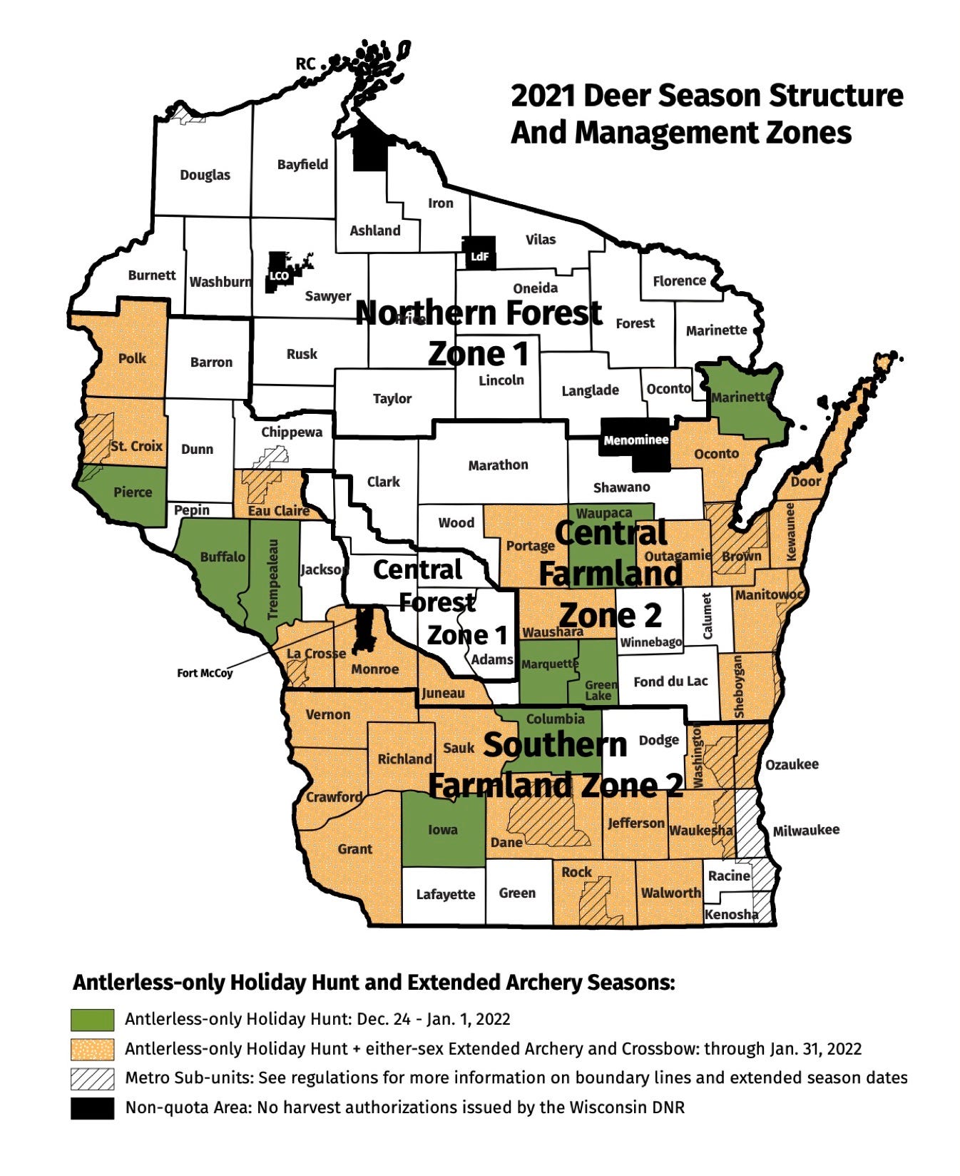 Wisconsin Deer Zone Map Dnr: Wisconsin's Gun Deer Harvest Down 8 Percent From 2020