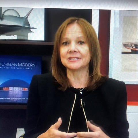 GM CEO Mary Barra speaks during the virtual Workda