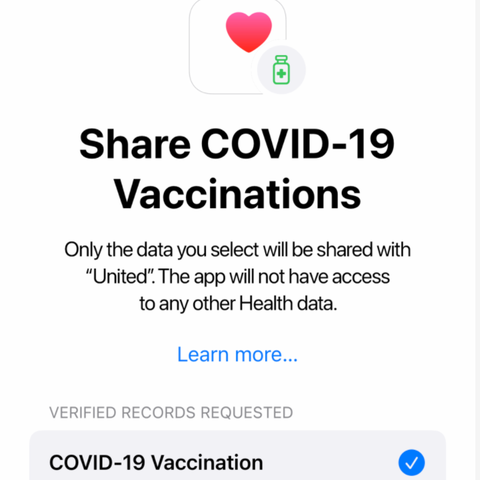 Apple is allowing users to share their COVID-19 va