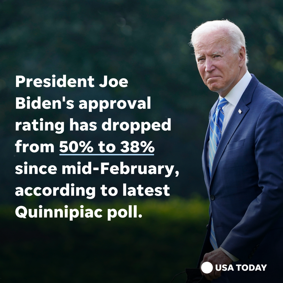 President Joe Biden's approval rating has dropped to 38%, according to a Quinnipiac University poll.