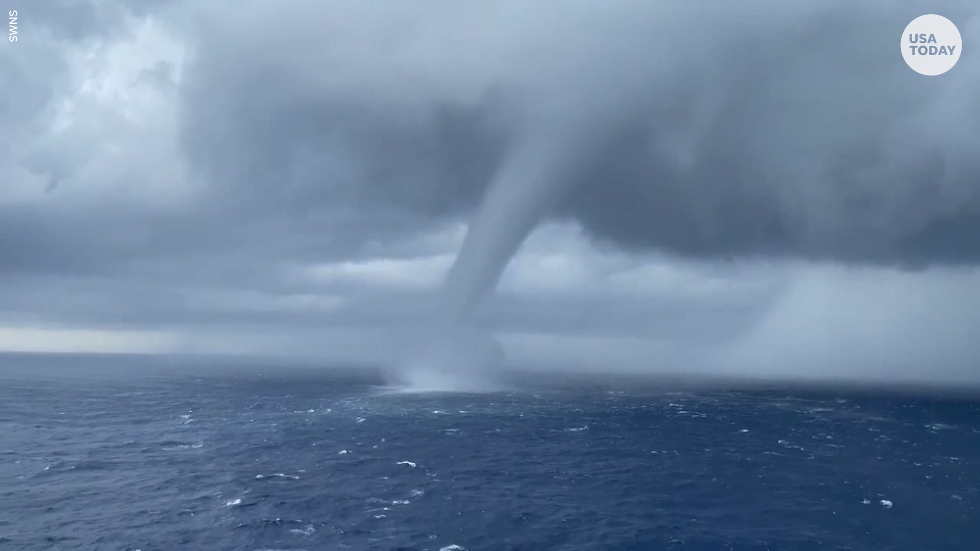 Incredible footage filmed from cruise ship shows giant waterspout in
