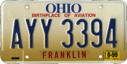 ohio license plate sticker colors and years