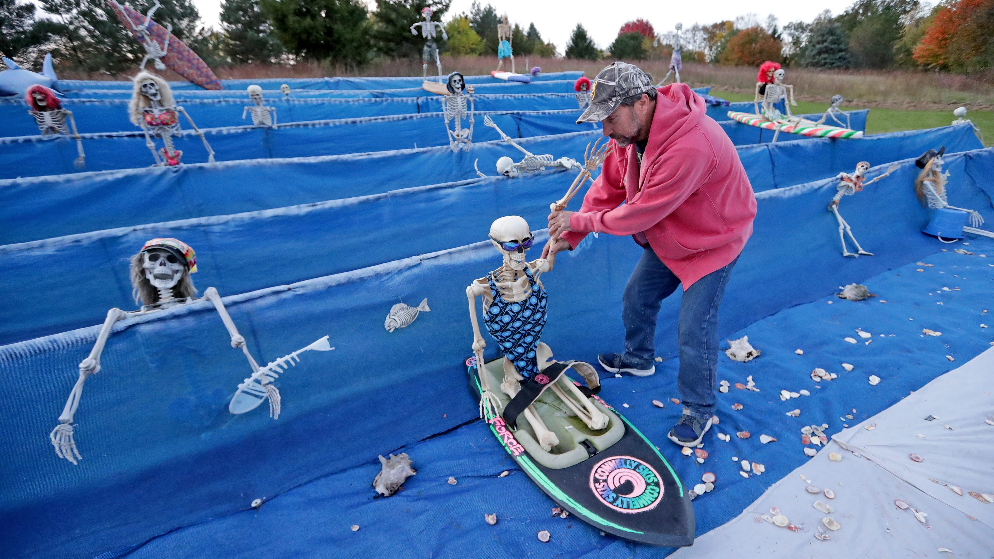Holy Hill skeleton display 2021 The man behind the surfing skeletons