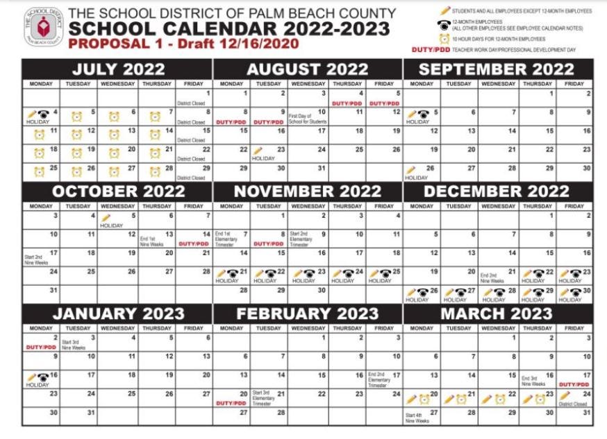 School Calendar: Classes Start Aug. 10 In Palm Beach County Public Schools