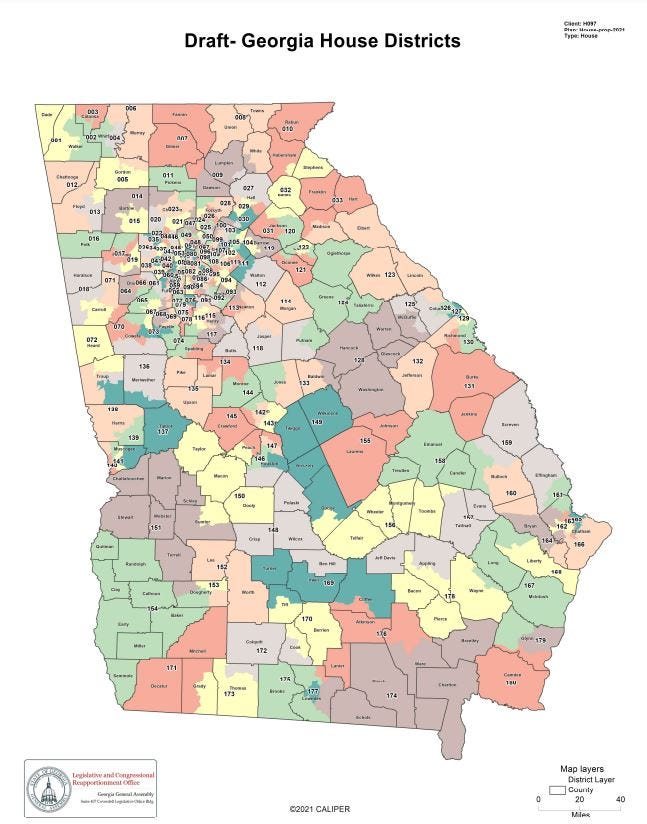 Map Of The State Of Georgia Interactive Map Shows Gop Proposed Redistricting For State House.