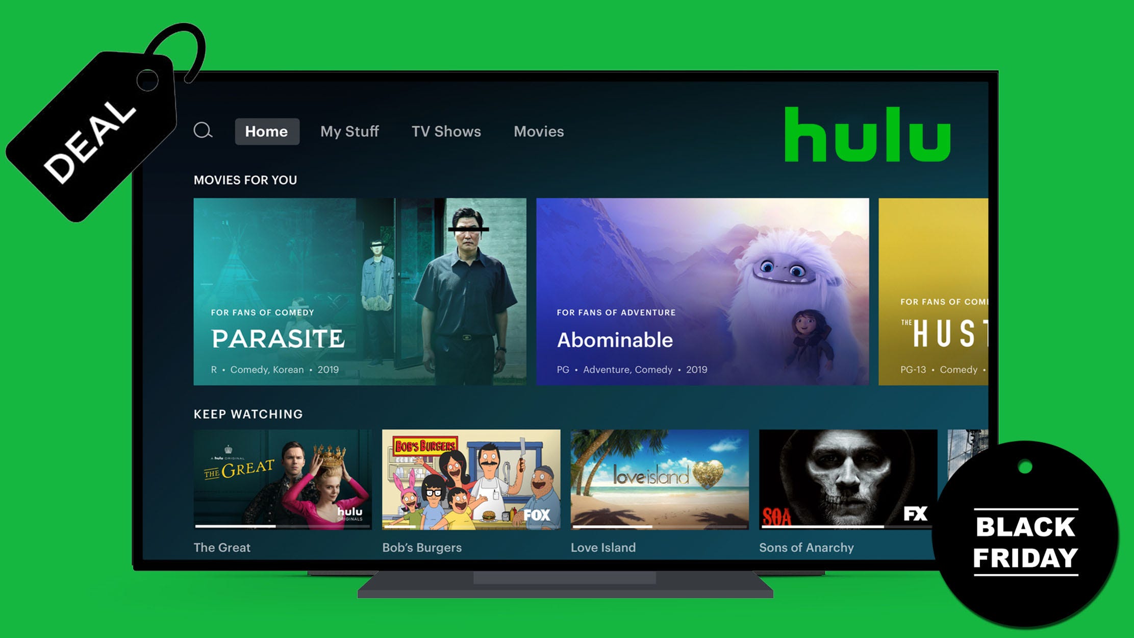 Hulu Black Friday deal Sign up for Hulu and pay .99¢ per month for a year