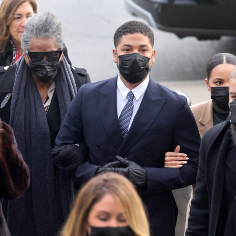 Former "Empire" actor Jussie Smollett arrives at t