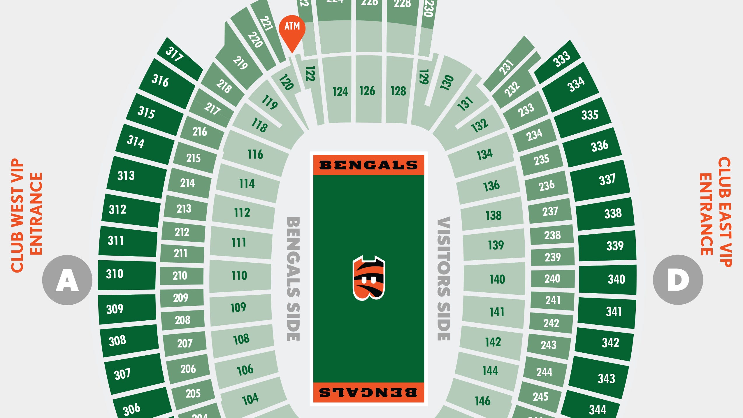 Cincinnati Bengals stadium seating chart, attendance numbers