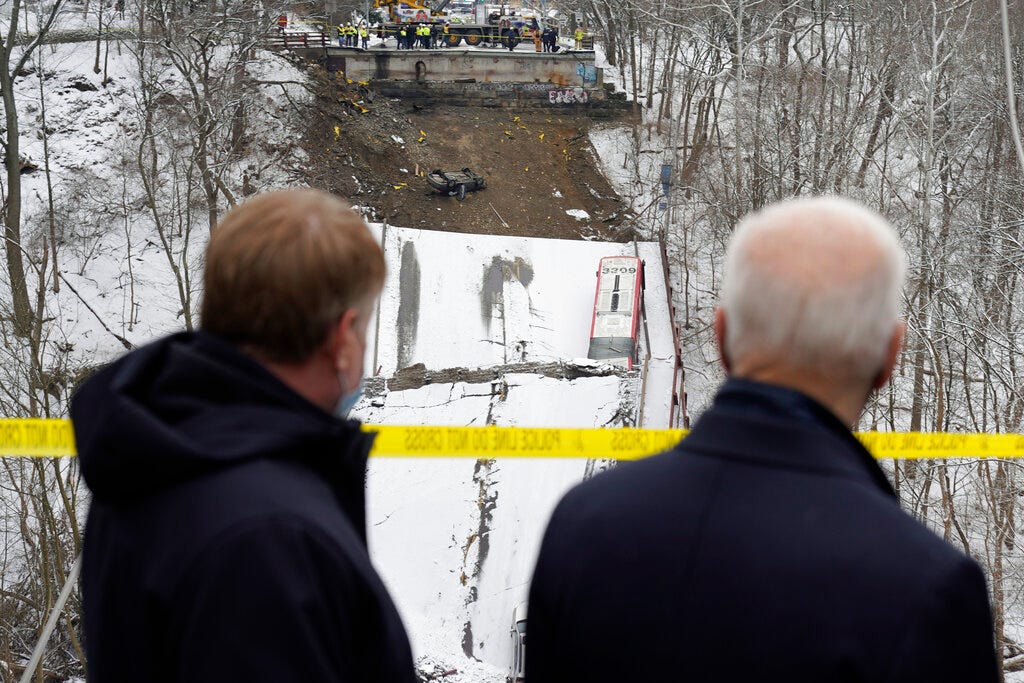 Biden Visits Collapsed Bridge, Touts Infrastructure Law