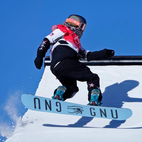 American Jamie Anderson competes in snowboarding s