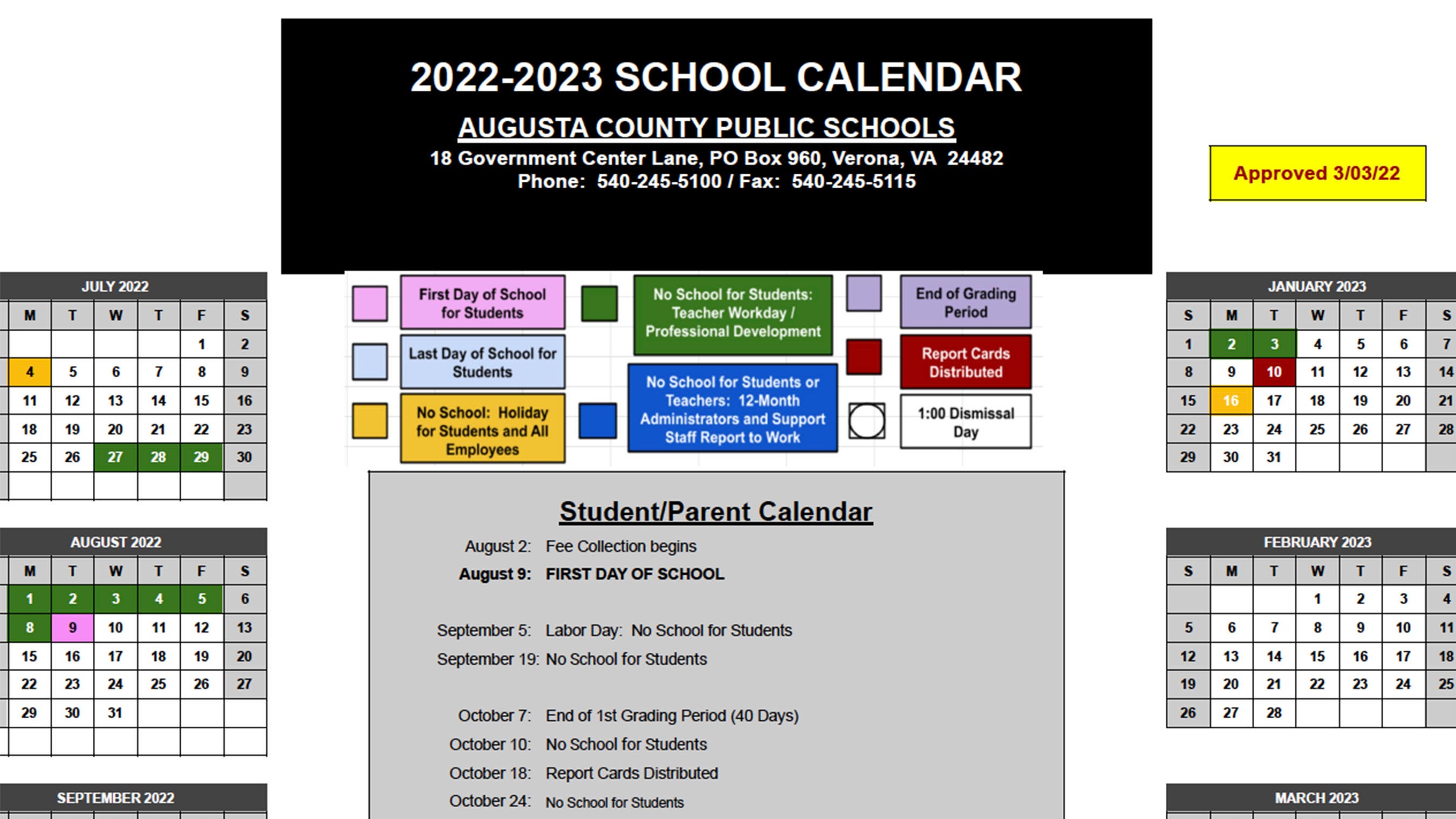 Augusta County approves school calendar for 2022-2023 academic year