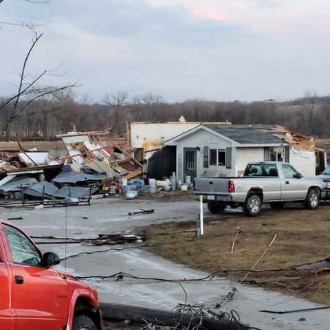 Tornado damage southwest of Winterset. The Nationa