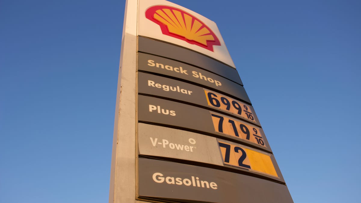 A Shell gas station at the corner of Olympic Boulevard and Fairfax Avenue in Los Angeles on March 6, 2022, where a regular gas costs $6.99 a gallon. Gas prices are on the rise across the country, and in California, the average cost is $5.28.