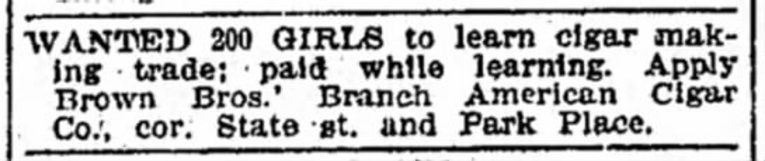 A Detroit Free Press want ad from 1902.