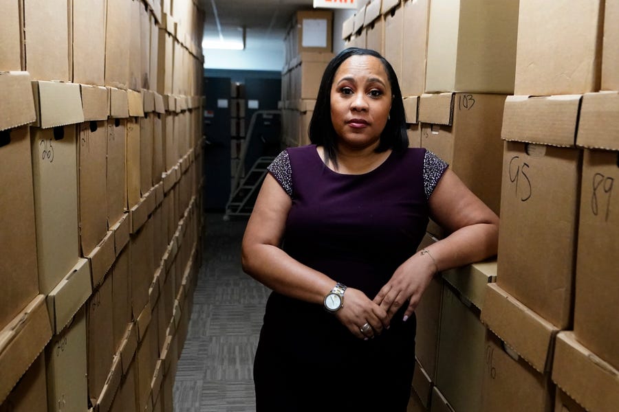 Fulton County District Attorney Fani Willis poses for a photo at her office, Feb. 24, 2021 in Atlanta.